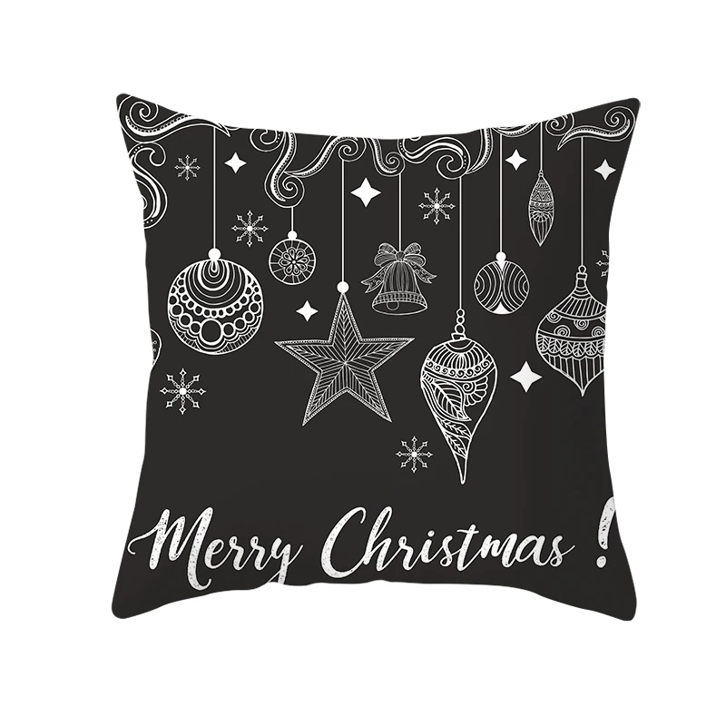 H07 mling 1pcs 45x45cm Santa Claus Christmas Tree Pillowcase Peach Skin Pillowcase Waist Pillow Polyester Throw Pillow Case Cover - Color: H07