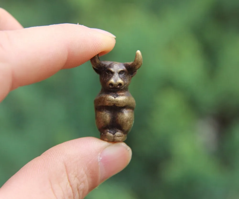 3 5 см Китай 100% чистый Бронзовый Зодиак животное амулет чудовище Бык