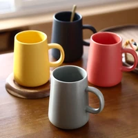 new 450ml large capacity pure cute travel coffee milk enamel mug ceramic hot water cup household nordic breakfast simple bottle
