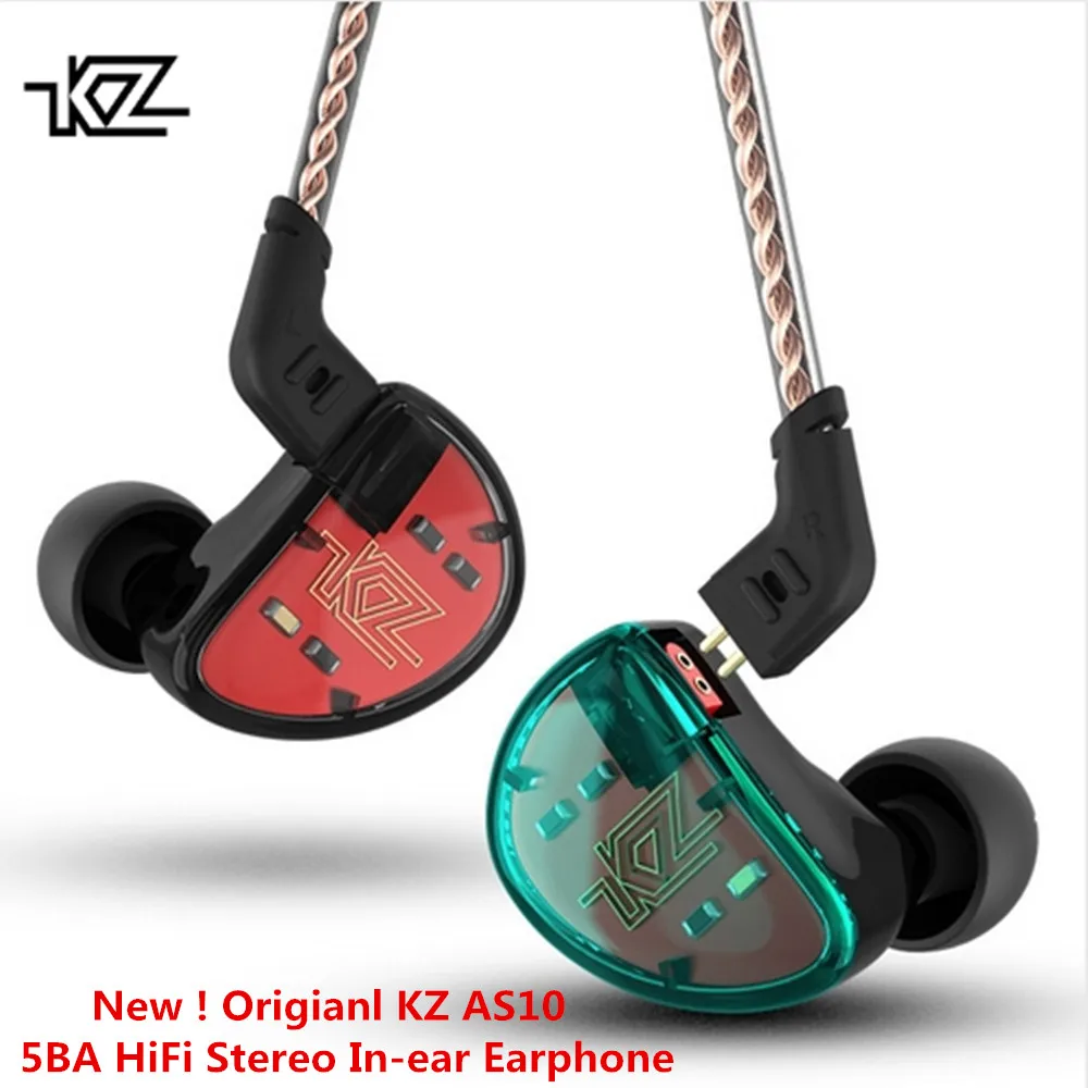 Оригинальный KZ AS10 5BA HiFi стерео наушники-вкладыши высокого Разрешение наушники с 0