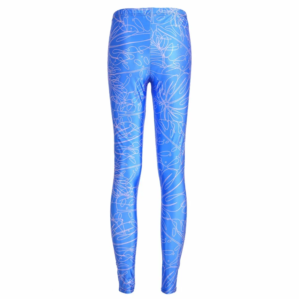 Новинка 2017 женские леггинсы летние для фитнеса с цифровым принтом синие штаны