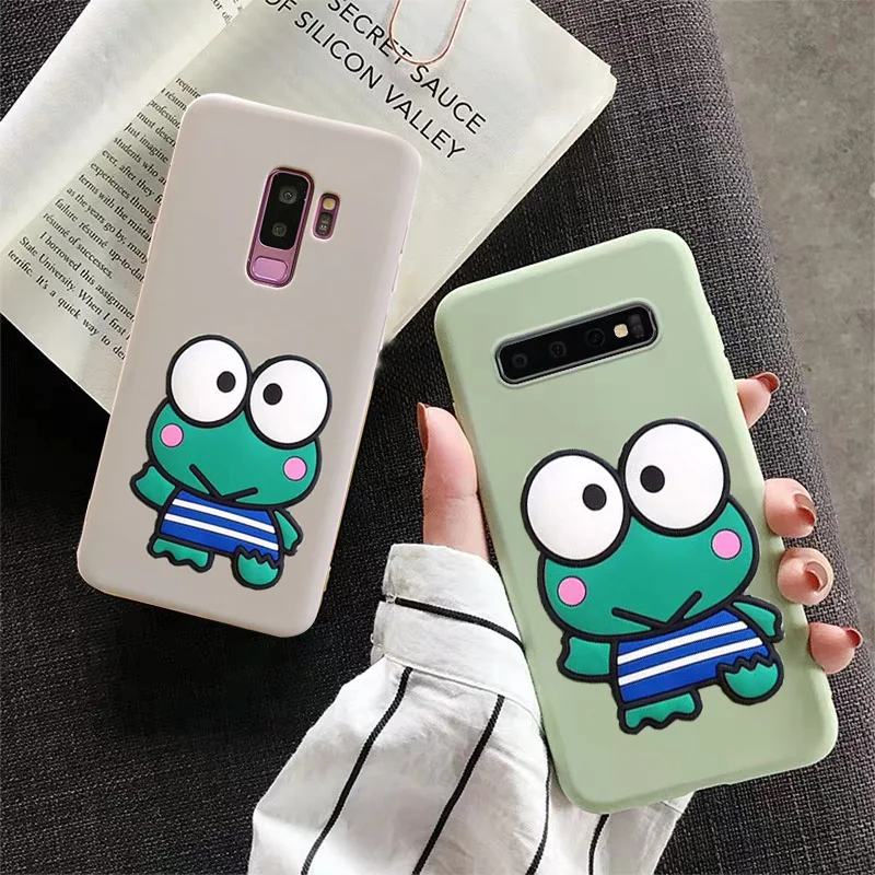 Тонкий мягкий чехол из ТПУ ярких цветов с 3D рисунком лягушки для Samsung S20 S8 S9 Plus S10e A6