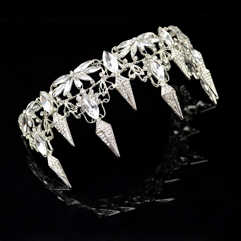 

New Baroque Luxury Rhinestone Bridal Crown Tiaras Handmade Silver Crystal Diadem Tiaras For Bride Headbands Wedding Headdress