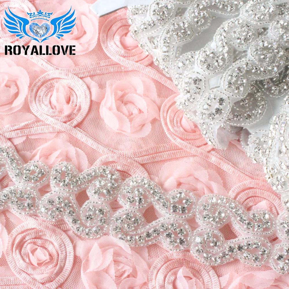 RoyalLove 1 ярд ручной работы пришить Свадебный пояс-кушак чистое серебро Кристалл Rhinestone Аппликации отделка для ремня Свадебные платья аксессуар