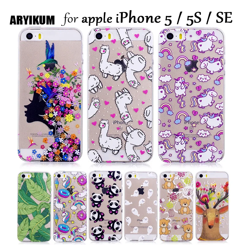 Чехол ARYIKUM с пандой кошкой для iPhone 5S se 5 радуга единорог лошадь силиконовый чехол