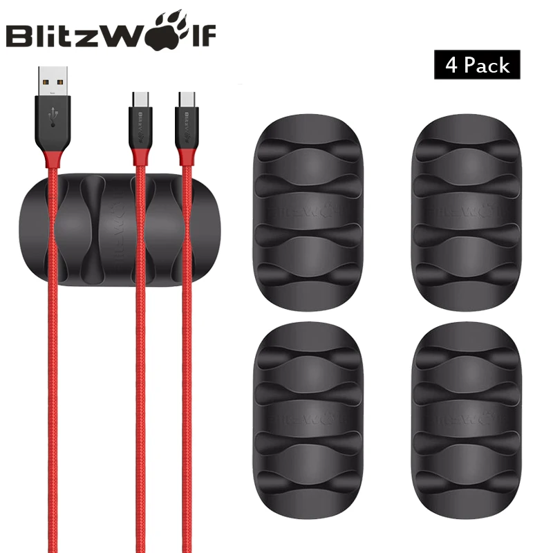 BlitzWolf 4 шт./лот многофункциональный кабельный держатель органайзер зажим для