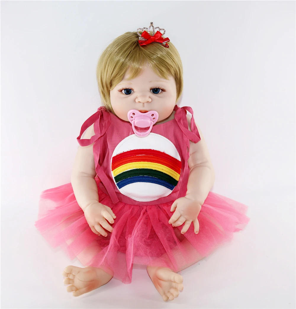 

23 дюйма полностью силиконовый Reborn 55 см супер мягкий реалистичный новорожденный белая кожа bebe подарки на день рождения куклы для купания пер...