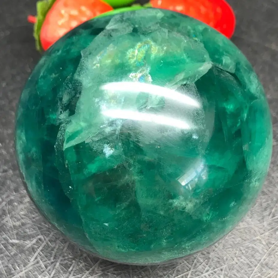 50 мм натуральный зеленый флюоритовый Кварц Хрустальный исцеляющий шар
