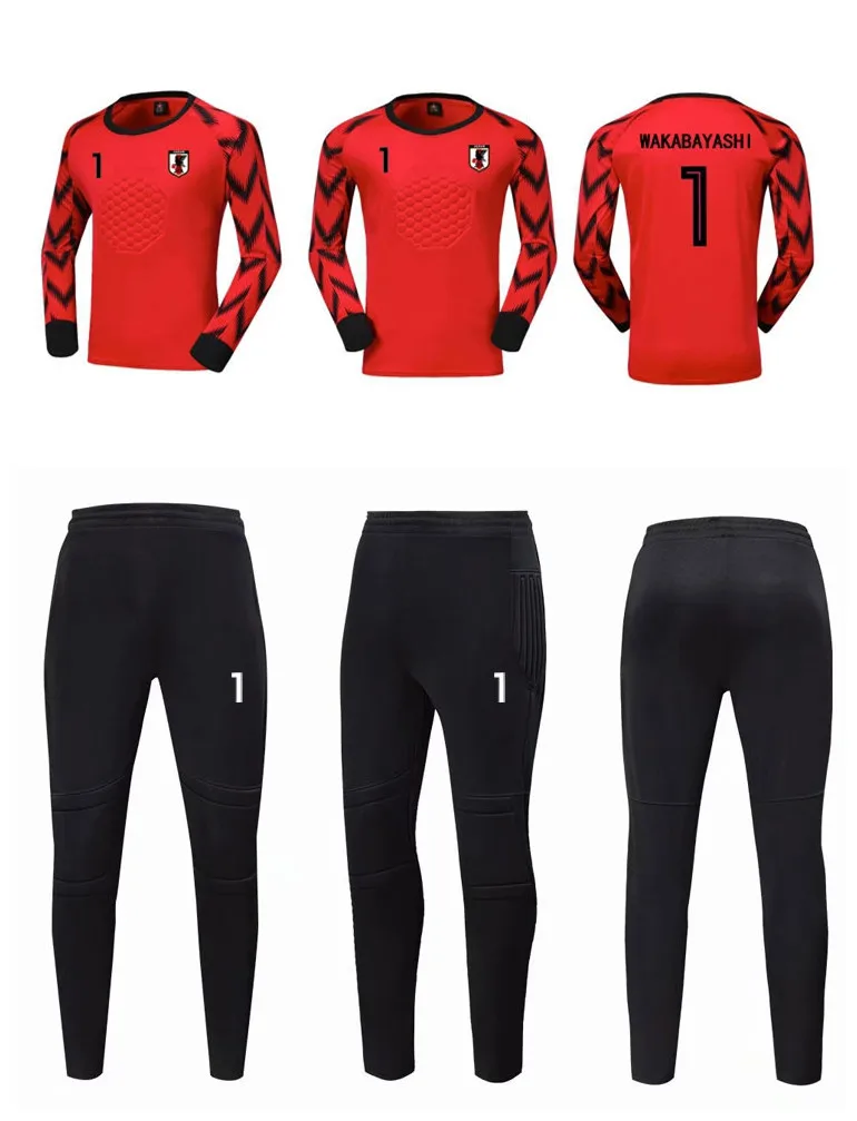 Red with Pants Капитан Цубаса нанкацу школьная команда JFA вратарь Wakabayashi Genzo Косплей длинный рукав футболка футбол Джерси костюм - Цвет: Red with Pants