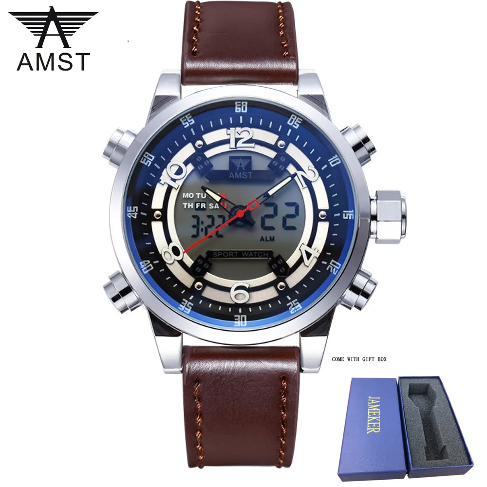AMST Брендовые спортивные часы мужские Новые водонепроницаемые Модные Военные с 3D