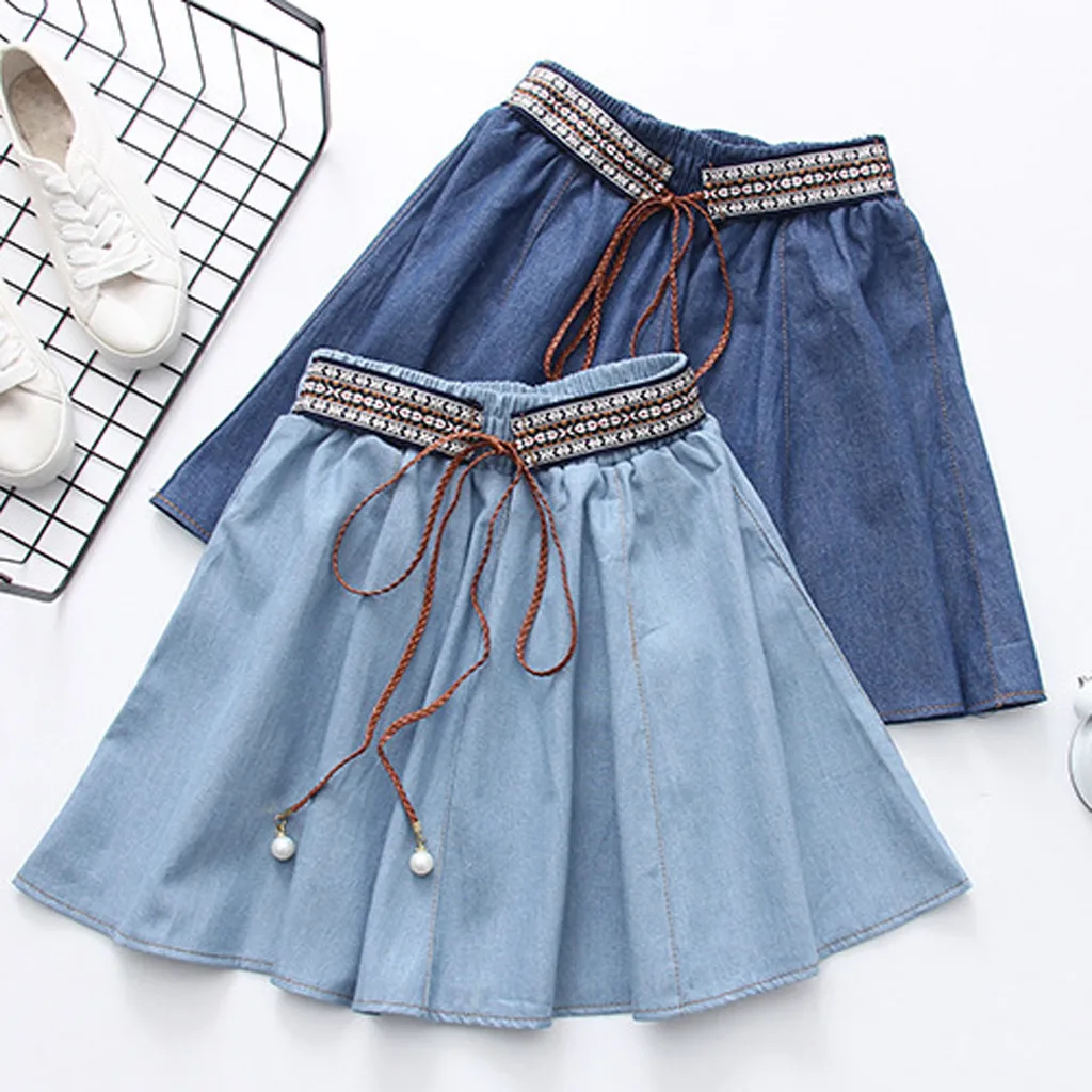 

Hot Skirt Women Summer Midi Skirt Fashion Casual Denim Vintage Comfortable High Waist Bandage Daily New 2019 New Ad
