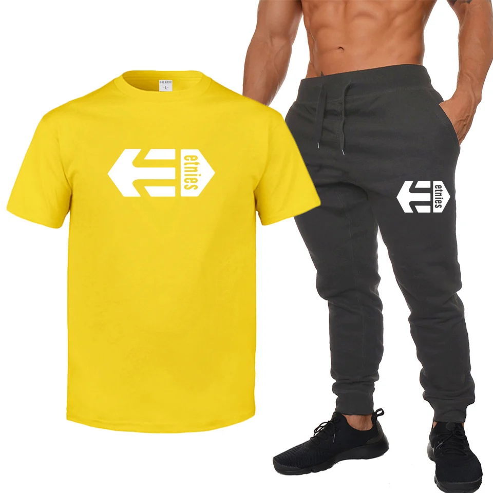 Etnies Для мужчин/Для женщин футболка + тонкий джоггеры костюм со спортивными