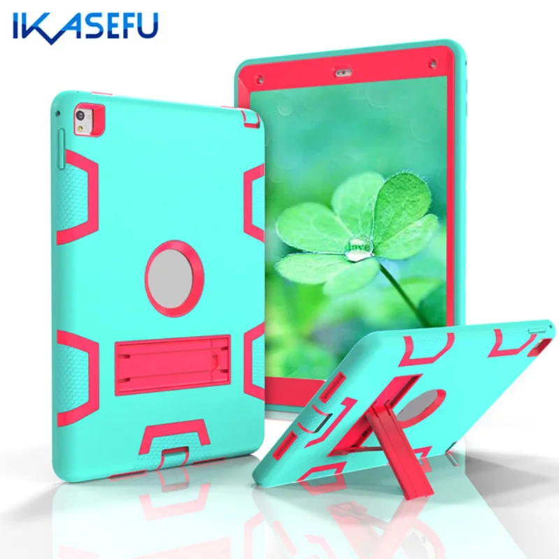 Ikasefu Heavy Duty кремния + PC Стенд обложка чехол для IPad 2 3 4 Планшеты ПК Ipad дети