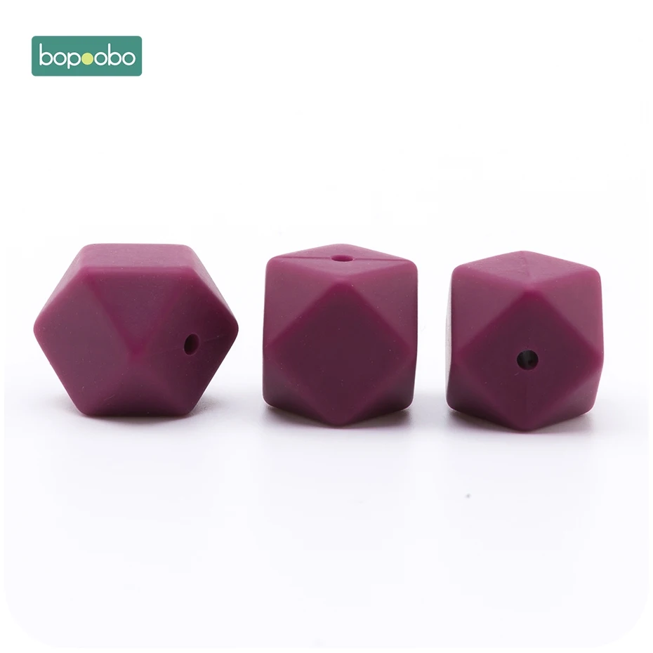 Red Wine Bopoobo 17 мм силиконовые бусины для кормления аксессуары 10 шт. красочные силиконовые шестигранные бусины Монтессори игрушки Детские принадлежности для кормления - Цвет: Red Wine