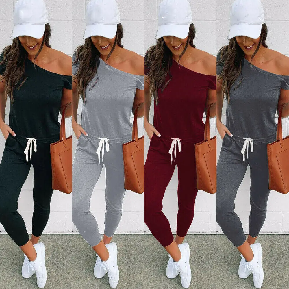 

Women Ladies Clubwear Summer Playsuit Bodycon Short Sleeve Jumpsuit Romper Long Pants Party Trousers