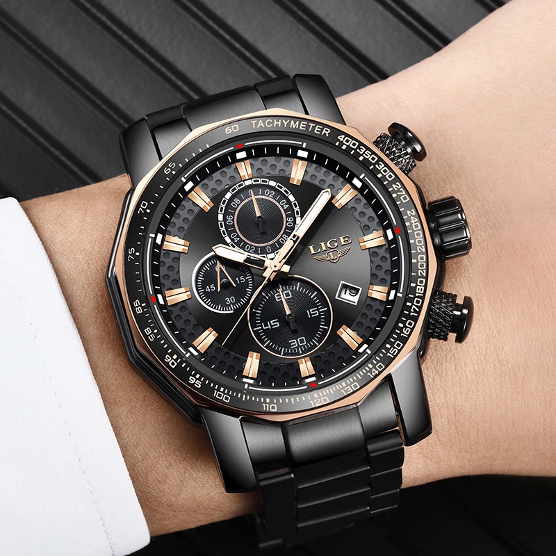 Relojes Новинка 2018 года LIGE модные для мужчин s часы Элитный бренд Бизнес Кварцевые