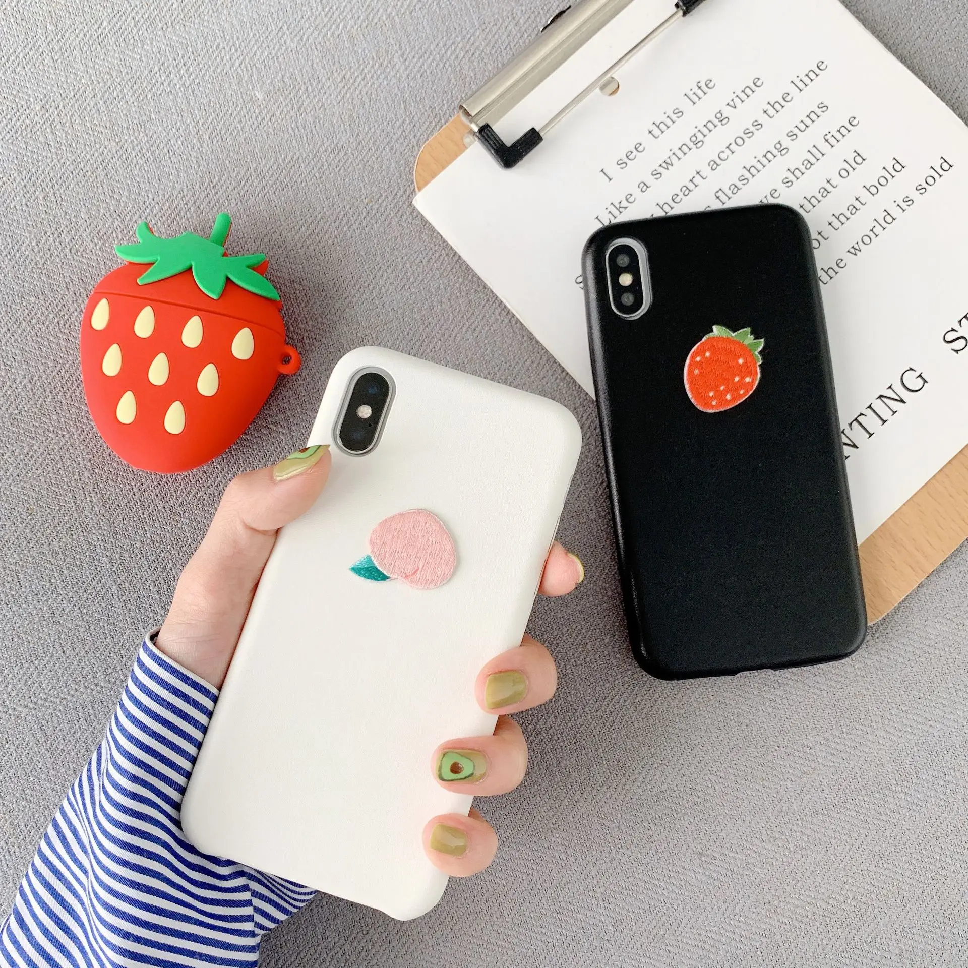 3D рельефный милый фруктовый клубничный персиковый Телефон чехол для iPhone 7 Puls 6 6S 8 X
