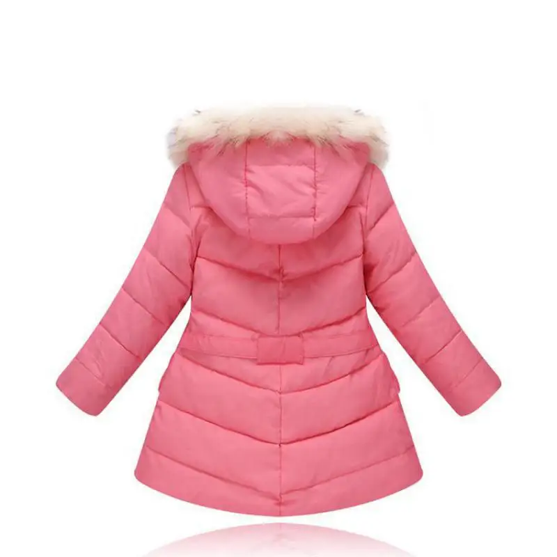 Высокое качество Длинные Зимнее пальто для девочек с капюшоном белая утка