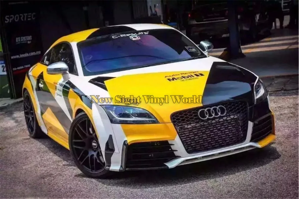 Elite желтый пиксельный Камуфляжный виниловый пленочный чехол для гоночной машины