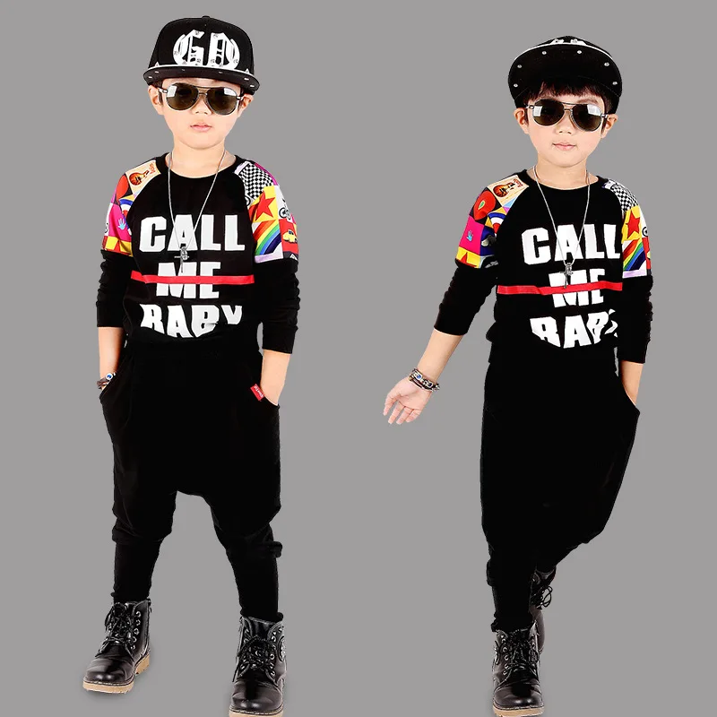 Детская Одежда 2017 Весной Новые Дети Мальчики Хип-Хоп повседневная Костюм