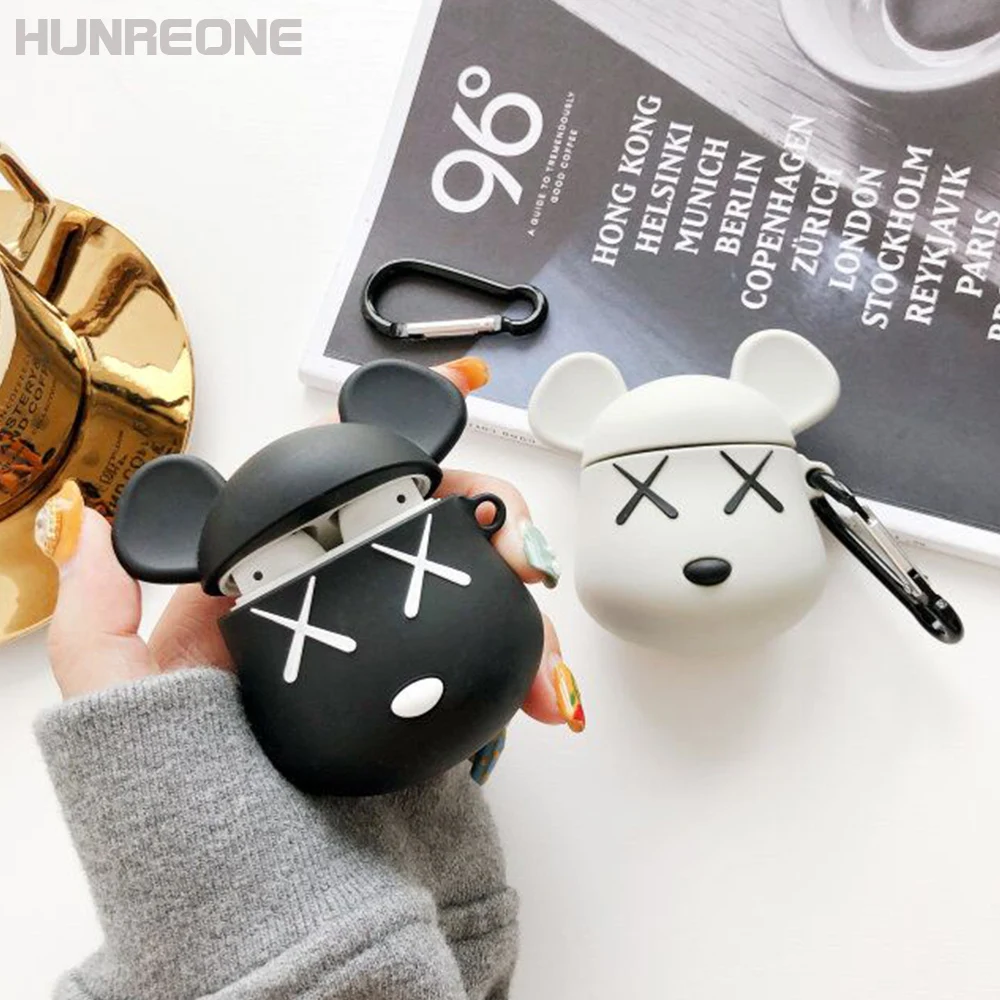 BearBrick мягкий ПВХ для Apple Bluetooth наушники Airpods 1 2 Универсальный защитный чехол