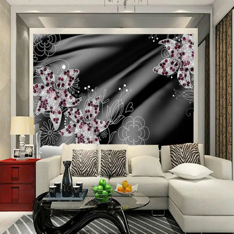 Черный атласный драгоценный камень 3D настенная бумага для стен 3d декоративная