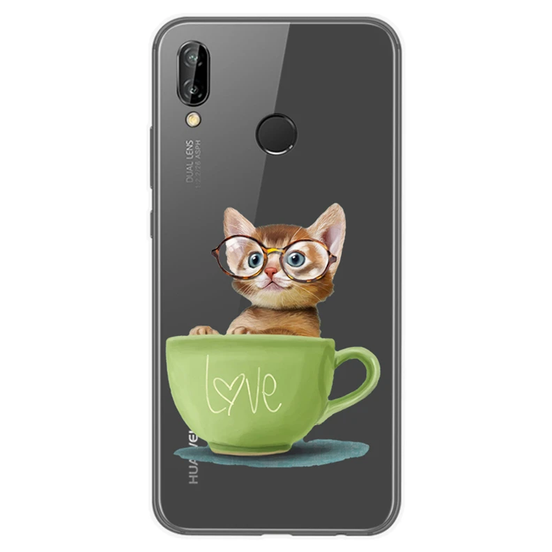 Силиконовый чехол для Huawei P20 lite 5 8 дюйма с принтом милого кота чехлы P 20 P20lite Nova 3e