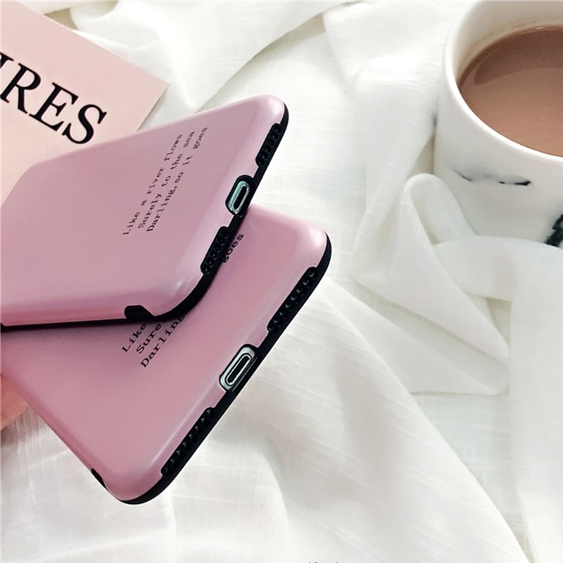 WMZSUCC Wholesale Matte Pink English Soft Phone Fitted Case Back Cover for iPhone X 8 8Plus 7 6 6s Plus |