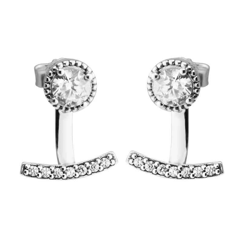 Abstract Elegance Earring With Clear CZ 100% Sterling-Silver-Jewelry Free Shipping | Украшения и аксессуары