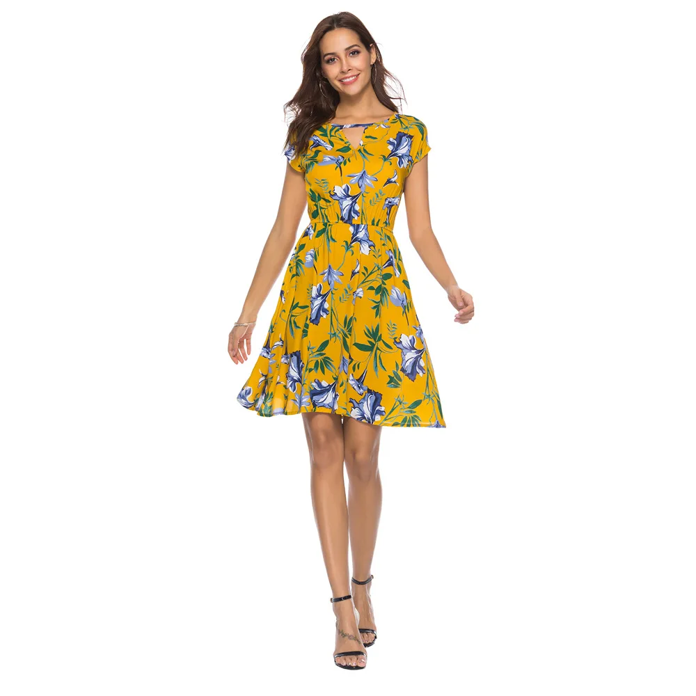 Summer Floral Dress short sleeve print sundress casual Bohemian Robe A-Line holiday vestidos de fiesta large size beach sukienka | Женская