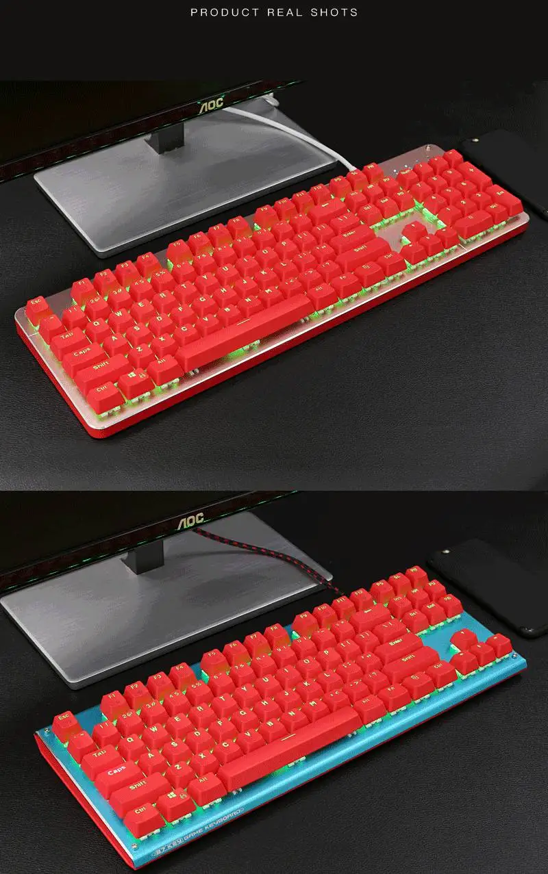 Kananic 87 ключ/104 ключ эргономичная RGB подсветка USB Проводная Механическая клавиатура с игровым чипом Дизайн Оси горячей замены