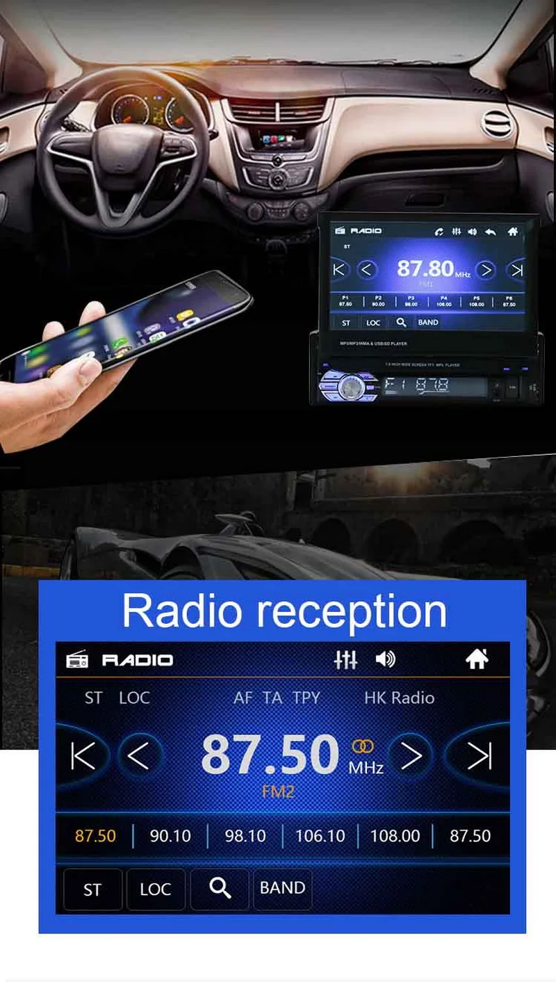 Выдвижной " 1 DIN gps Bluetooth навигация Авторадио автомобильное радио USB/AUX/SD стерео Aux-In MirrorLink Mp5 плеер для Android 8,1