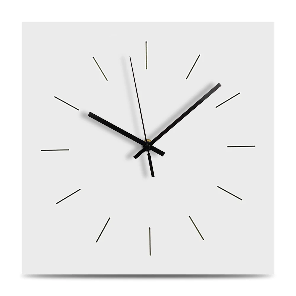 

Large Decorative Wooden Wall Clock Modern Design Silent Living Room Clock Home Decor Square Wood Hanging Wall Clocks White