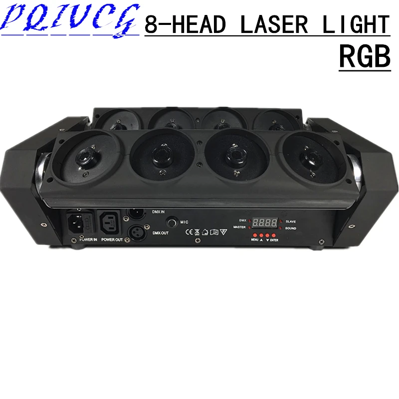 Новинка 2018! RGB 8-head движущийся лазерный свет DMX512 управление 8/16 CH паук