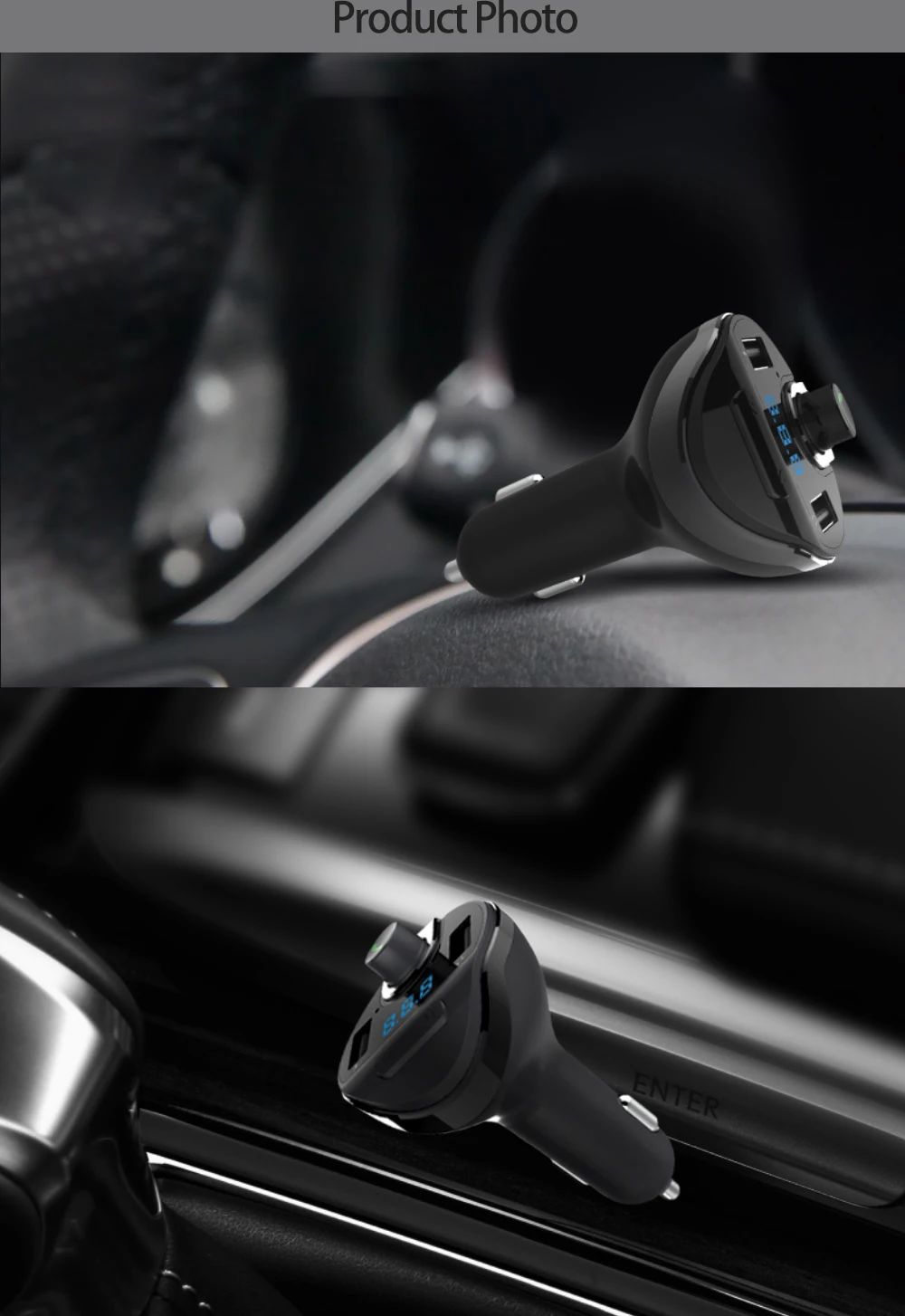Автомобильный MP3 Bluetooth FM передатчик с 2 портами(стандарт быстрая зарядка автомобиля зарядное устройство для u-диска, флеш-карты памяти TF музыкальный плеер автомобильное зарядное устройство Напряжение мониторинг вызова в режиме свободных рук