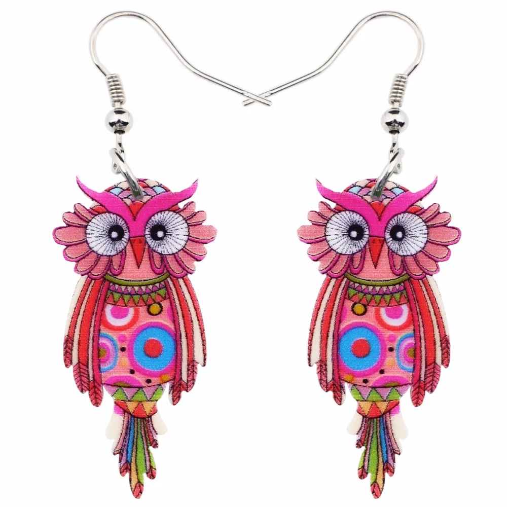 Акриловые серьги пусеты Bonsny большие длинные в виде совы и птиц модные украшения