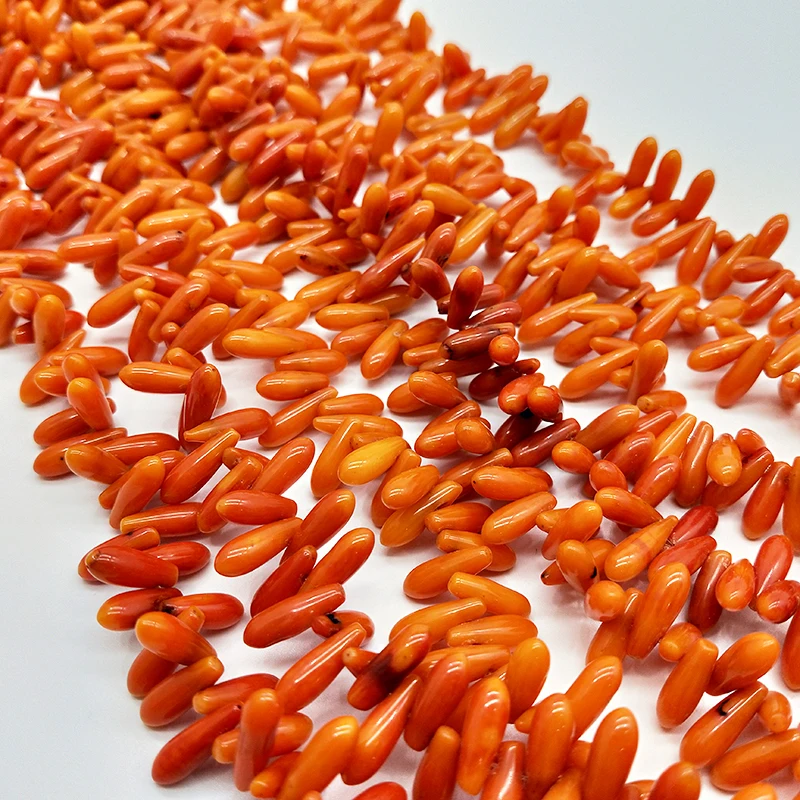 Shuangsheng 4*12mm Drop Orange Coral Beads Scattered beads For DIY Jewelry Necklace&ampbracelet Making 40cm | Украшения и