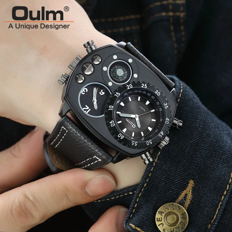 Oulm 9865 мужские часы Лучшие Роскошные Брендовые спортивные наручные с несколькими