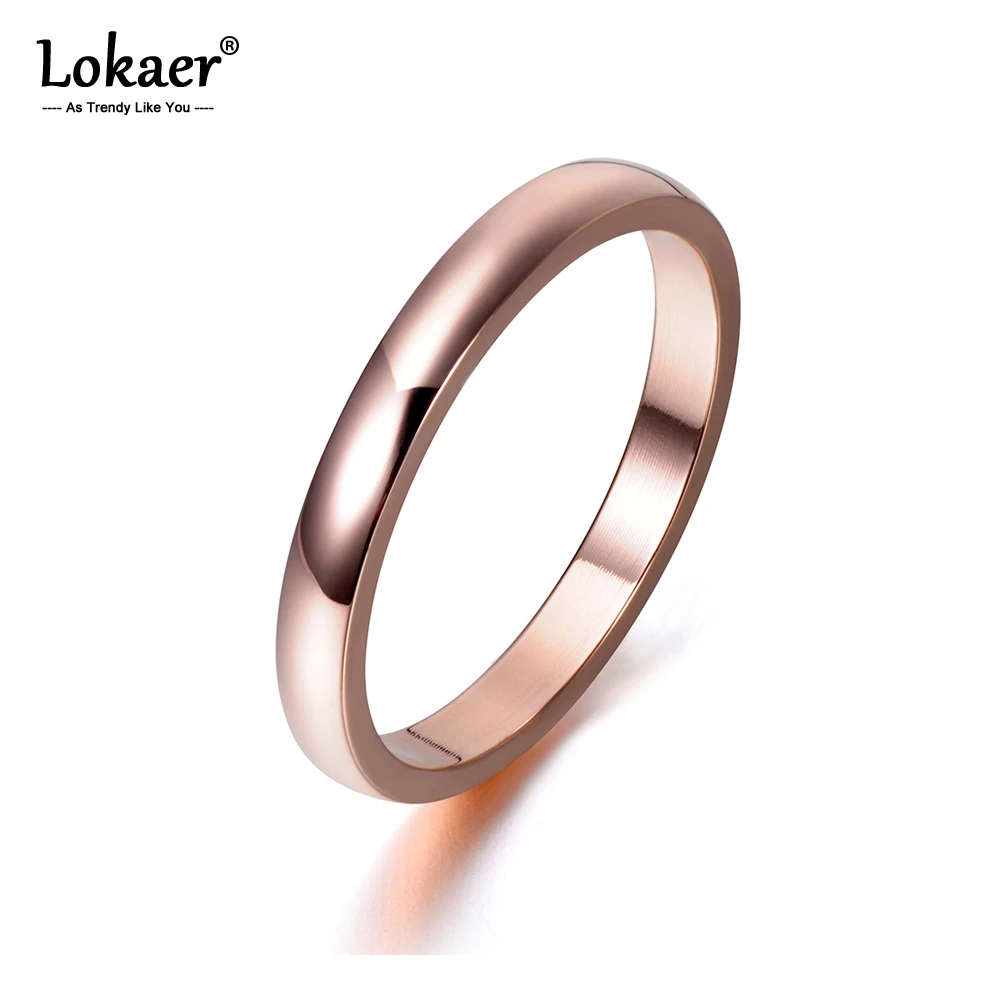 Lokaer бренда Simple 316L Нержавеющая сталь палец кольцо классическая роза Золотые Обручальные Юбилей кольца для девочек R17136