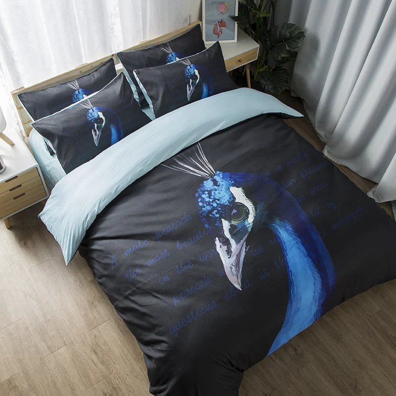 Новая мода в простом стиле пододеяльник с цифровой печатью изображением павлина