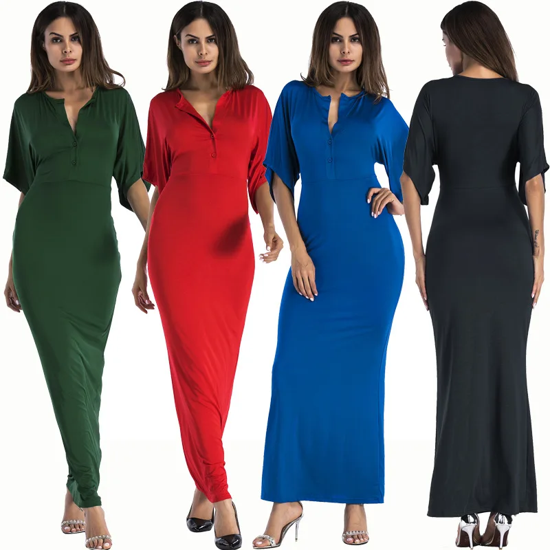 Элегантное женское платье с v образным вырезом и рукавом бабочкой деловое