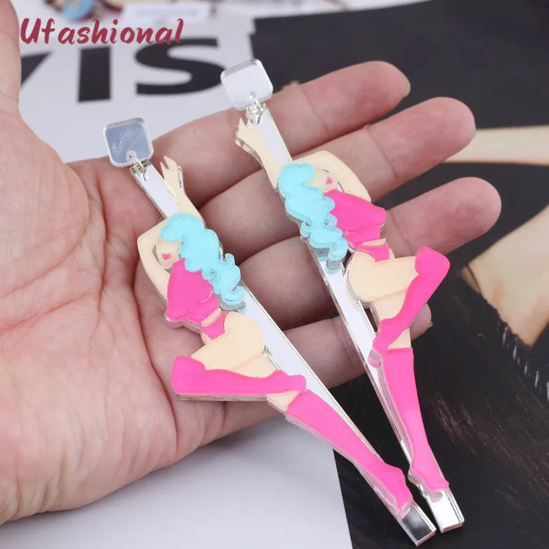Wholesale Dancing Girl Pendientes Brincos Drop Earrings For Women Indian Jewelry Acrylic Dangle Earring Feminino Brinco | Украшения и