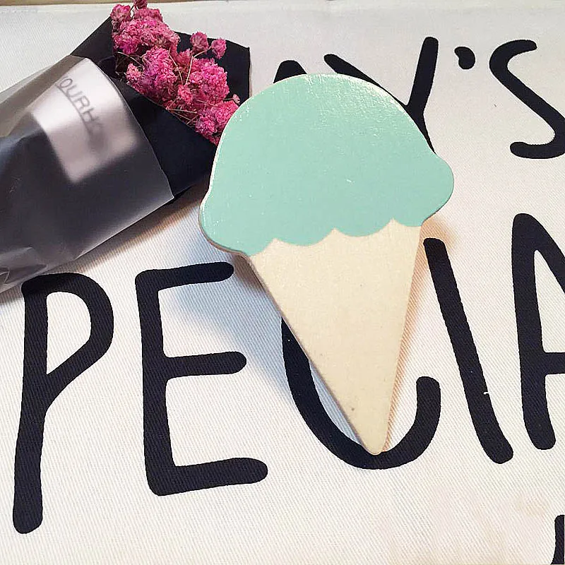 Green Ice Cream Популярные 1 кролик/борода/Облако настенные крючки DIY деревянная вешалка настенные украшения детская комната поставки - Цвет: Green Ice Cream