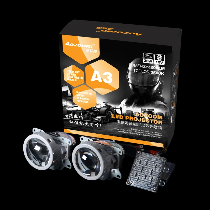 2018 Aozoom обновление супер качество 3 0 дюймов яркий Авто Bi LED объектив проектора 5500K
