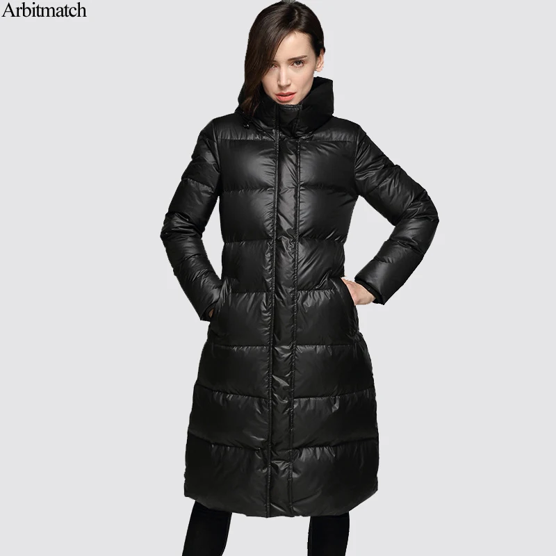 Arbitmatch New Duck Down Jacket Women Winter Slim Long Coat Thickening Fashion Hood Parka Ladies Outwear | Женская одежда