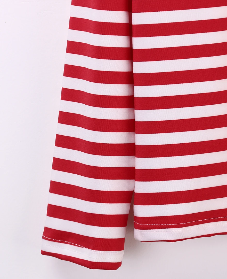 Women Red Striped T-shirt Long Sleeve Tees | Женские футболки и топы