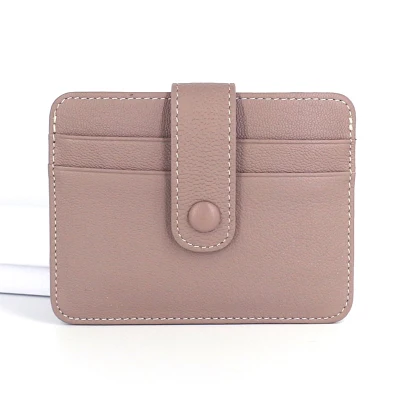 Gray-Pink Alisara кошельки для кредитных карт женские из натуральной кожи высокого качества воловья кожа тонкий ID бумажник банк держатель карты протектор - Цвет: Gray-Pink