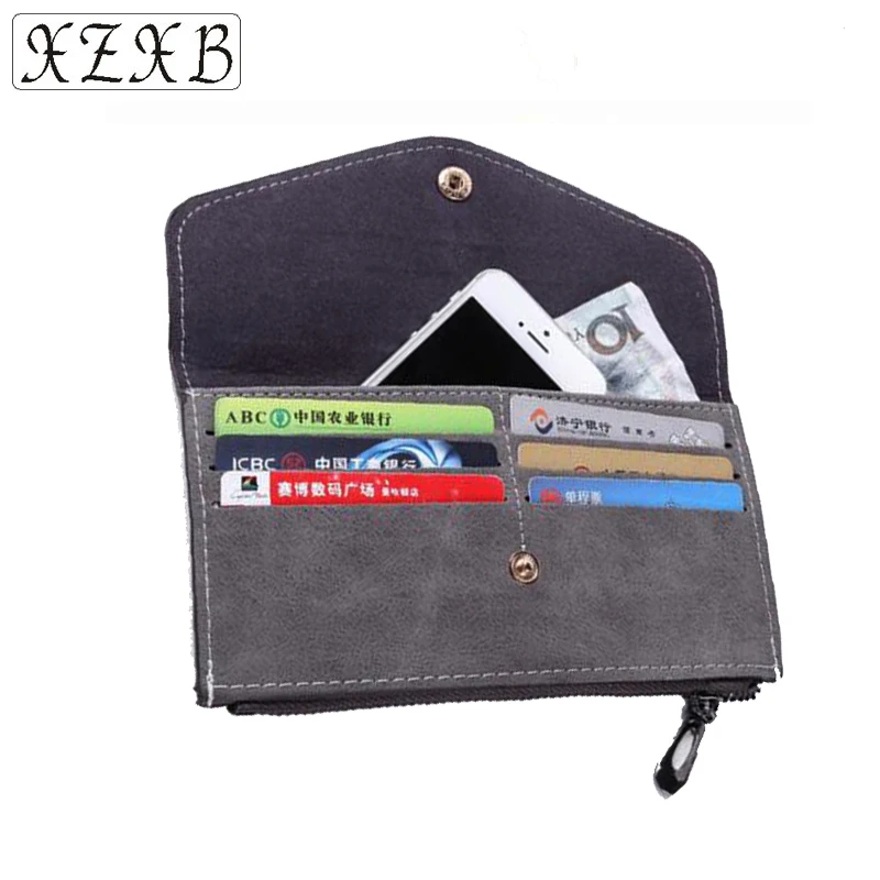 

HNXZXB New Retro Envelope Women Long Wallet Design Female Multiple Ladies Drawnstring Frosted Leather Money Bag Female Handbag