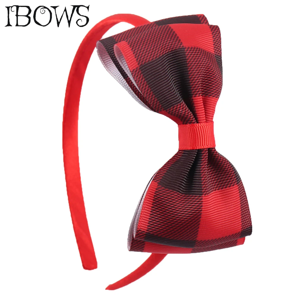 

2Pcs/Lot Boutique Plaid Bows Hairband 2 Layers Gingham Bowknot Headband for Girl Handmade Hair Hoop Children's Hair Accessories