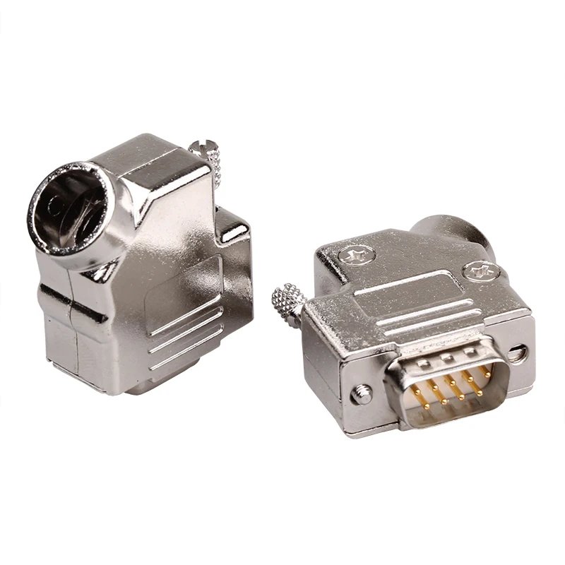 Connectors Разъемы DB9 металлический разъем штекер/гнездо последовательный порт разъем 9 контактный разъем 45 градусов отверстие металлический корпус 45 ° корпус